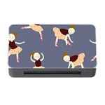 Cute  Pattern With  Dancing Ballerinas On The Blue Background Memory Card Reader with CF Front