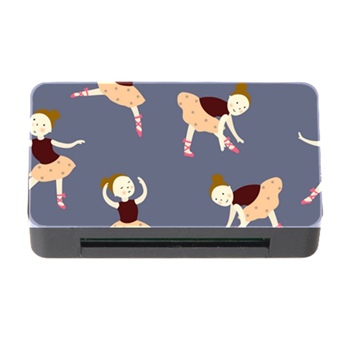 Cute  Pattern With  Dancing Ballerinas On The Blue Background Memory Card Reader with CF