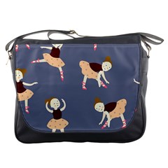 Cute  Pattern With  Dancing Ballerinas On The Blue Background Messenger Bag by EvgeniiaBychkova