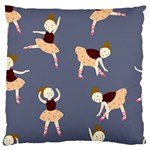 Cute  Pattern With  Dancing Ballerinas On The Blue Background Large Flano Cushion Case (One Side) Front