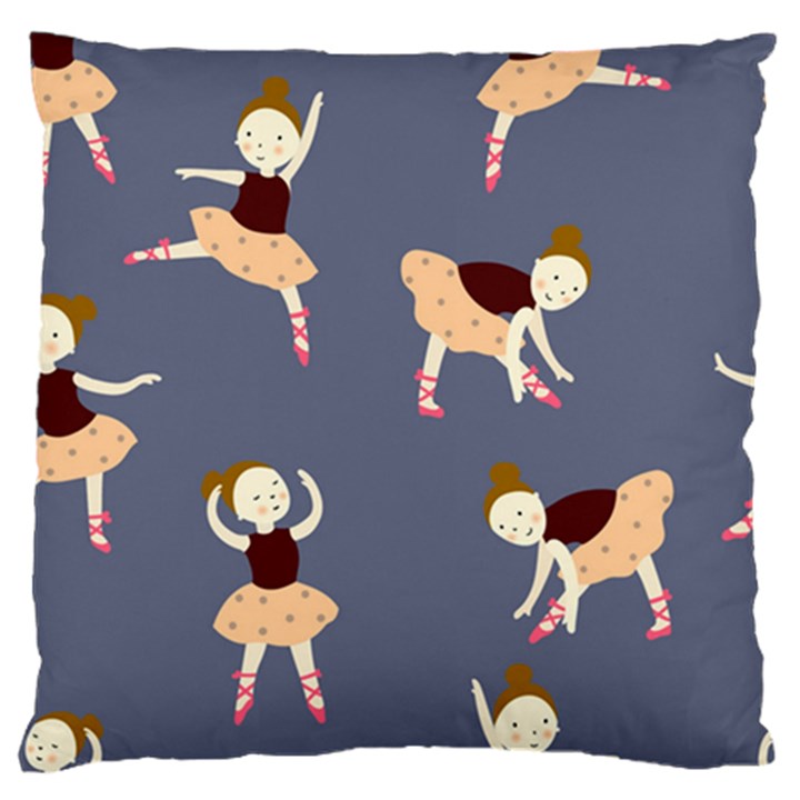 Cute  Pattern With  Dancing Ballerinas On The Blue Background Large Flano Cushion Case (One Side)