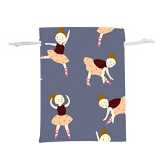 Cute  Pattern With  Dancing Ballerinas On The Blue Background Lightweight Drawstring Pouch (s) by EvgeniiaBychkova