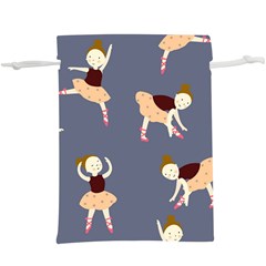 Cute  Pattern With  Dancing Ballerinas On The Blue Background  Lightweight Drawstring Pouch (xl) by EvgeniiaBychkova