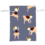 Cute  Pattern With  Dancing Ballerinas On The Blue Background  Lightweight Drawstring Pouch (XL) Front