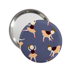 Cute  Pattern With  Dancing Ballerinas On The Blue Background 2 25  Handbag Mirrors by EvgeniiaBychkova