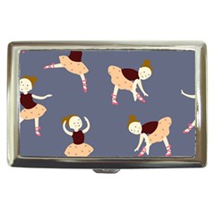 Cute  Pattern With  Dancing Ballerinas On The Blue Background Cigarette Money Case by EvgeniiaBychkova