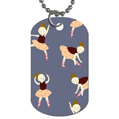 Cute  Pattern With  Dancing Ballerinas On The Blue Background Dog Tag (two Sides) by EvgeniiaBychkova