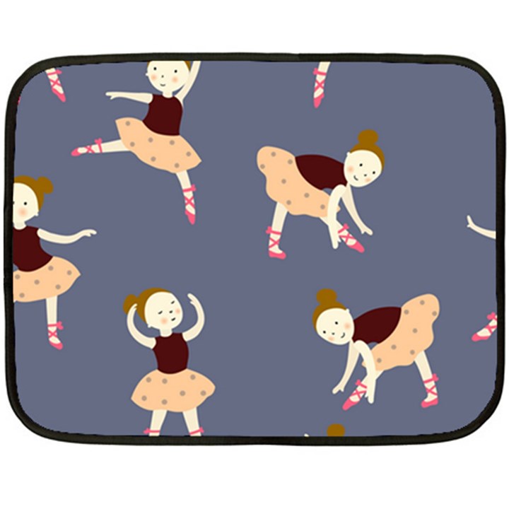 Cute  Pattern With  Dancing Ballerinas On The Blue Background Fleece Blanket (Mini)