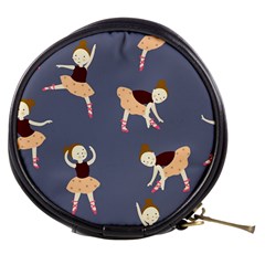 Cute  Pattern With  Dancing Ballerinas On The Blue Background Mini Makeup Bag by EvgeniiaBychkova