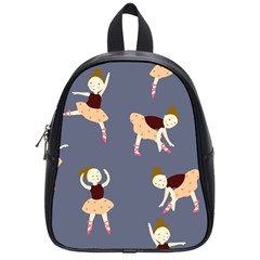 Cute  Pattern With  Dancing Ballerinas On The Blue Background School Bag (small) by EvgeniiaBychkova