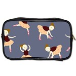 Cute  Pattern With  Dancing Ballerinas On The Blue Background Toiletries Bag (One Side) Front