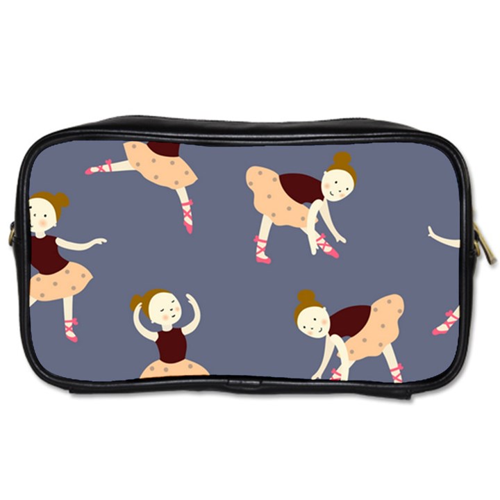 Cute  Pattern With  Dancing Ballerinas On The Blue Background Toiletries Bag (One Side)