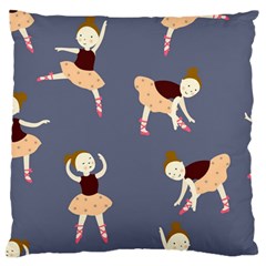 Cute  Pattern With  Dancing Ballerinas On The Blue Background Large Cushion Case (two Sides) by EvgeniiaBychkova