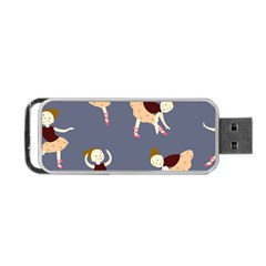 Cute  Pattern With  Dancing Ballerinas On The Blue Background Portable Usb Flash (two Sides) by EvgeniiaBychkova