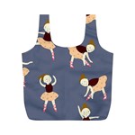 Cute  Pattern With  Dancing Ballerinas On The Blue Background Full Print Recycle Bag (M) Front