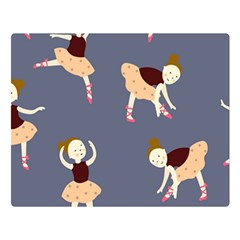 Cute  Pattern With  Dancing Ballerinas On The Blue Background Double Sided Flano Blanket (large)  by EvgeniiaBychkova