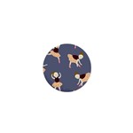 Cute  Pattern With  Dancing Ballerinas On The Blue Background 1  Mini Buttons Front