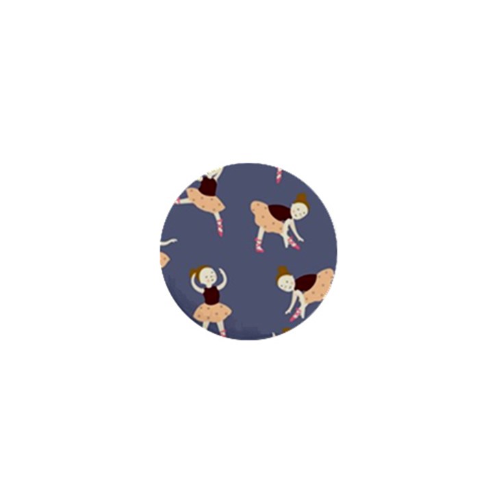 Cute  Pattern With  Dancing Ballerinas On The Blue Background 1  Mini Buttons