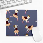 Cute  Pattern With  Dancing Ballerinas On The Blue Background Large Mousepads Front