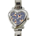 Cute  Pattern With  Dancing Ballerinas On The Blue Background Heart Italian Charm Watch Front