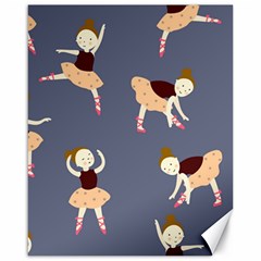 Cute  Pattern With  Dancing Ballerinas On The Blue Background Canvas 16  X 20  by EvgeniiaBychkova