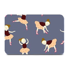 Cute  Pattern With  Dancing Ballerinas On The Blue Background Plate Mats by EvgeniiaBychkova