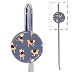 Cute  Pattern With  Dancing Ballerinas On The Blue Background Book Mark by EvgeniiaBychkova