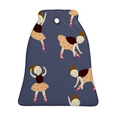 Cute  Pattern With  Dancing Ballerinas On The Blue Background Bell Ornament (two Sides)