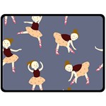 Cute  Pattern With  Dancing Ballerinas On The Blue Background Double Sided Fleece Blanket (Large)  80 x60  Blanket Back