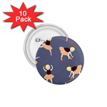 Cute  Pattern With  Dancing Ballerinas On The Blue Background 1.75  Buttons (10 pack) Front