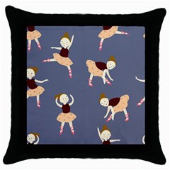 Cute  Pattern With  Dancing Ballerinas On The Blue Background Throw Pillow Case (black)