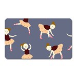 Cute  Pattern With  Dancing Ballerinas On The Blue Background Magnet (Rectangular) Front