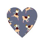 Cute  Pattern With  Dancing Ballerinas On The Blue Background Heart Magnet Front