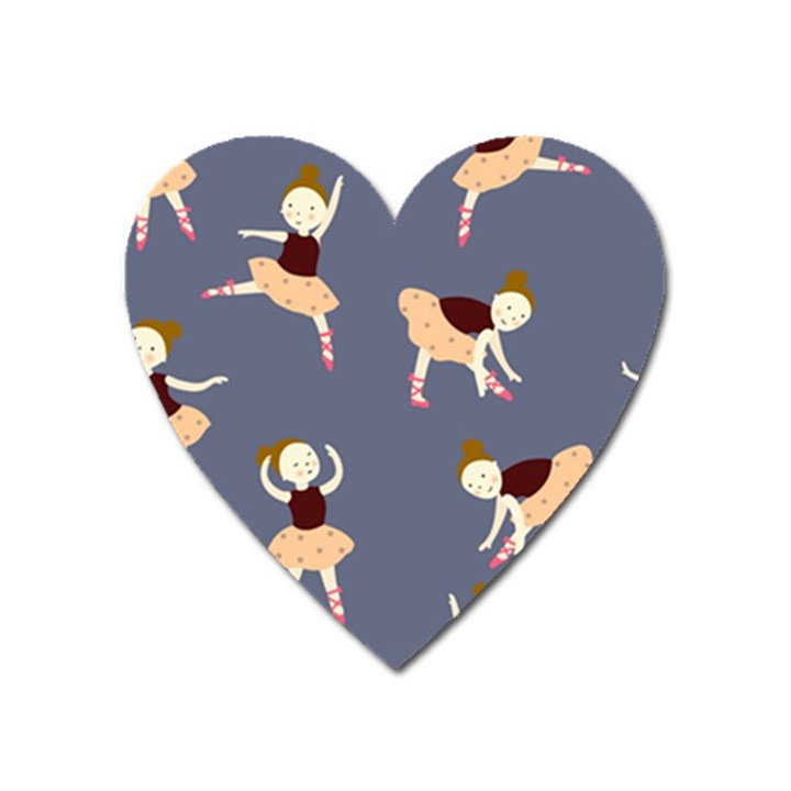 Cute  Pattern With  Dancing Ballerinas On The Blue Background Heart Magnet