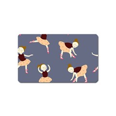 Cute  Pattern With  Dancing Ballerinas On The Blue Background Magnet (name Card)