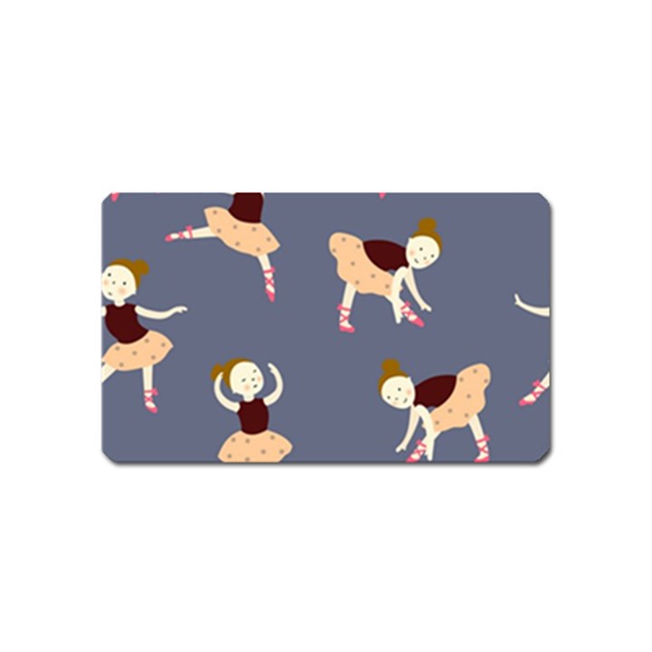 Cute  Pattern With  Dancing Ballerinas On The Blue Background Magnet (Name Card)