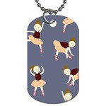 Cute  Pattern With  Dancing Ballerinas On The Blue Background Dog Tag (One Side) Front