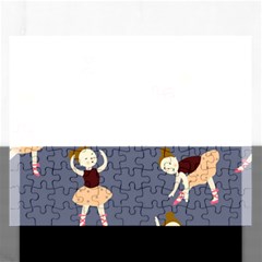 Cute  Pattern With  Dancing Ballerinas On The Blue Background Rectangular Jigsaw Puzzl by EvgeniiaBychkova