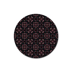 Dark Seamless Gemoetric Print Mosaic Rubber Coaster (round)  by dflcprintsclothing