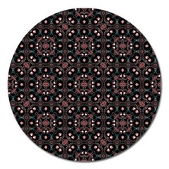 Dark Seamless Gemoetric Print Mosaic Magnet 5  (round)