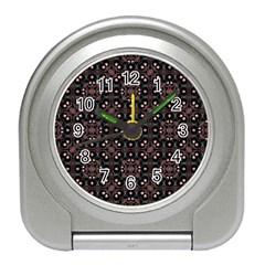 Dark Seamless Gemoetric Print Mosaic Travel Alarm Clock by dflcprintsclothing