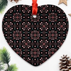 Dark Seamless Gemoetric Print Mosaic Heart Ornament (two Sides) by dflcprintsclothing