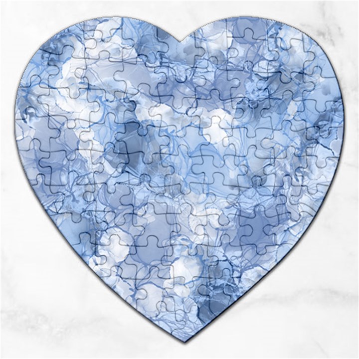 Blue alcohol ink Jigsaw Puzzle (Heart)