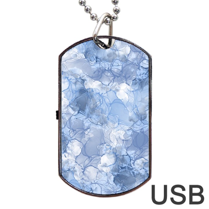 Blue alcohol ink Dog Tag USB Flash (One Side)