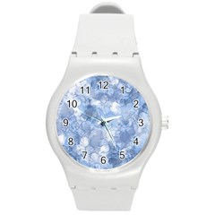 Blue Alcohol Ink Round Plastic Sport Watch (m)