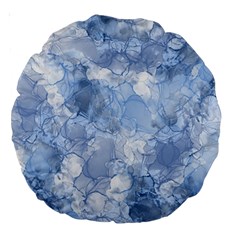 Blue Alcohol Ink Large 18  Premium Round Cushions by Dazzleway