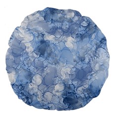 Blue Alcohol Ink Large 18  Premium Flano Round Cushions by Dazzleway