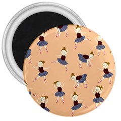 Cute  Pattern With  Dancing Ballerinas On Pink Background 3  Magnets by EvgeniiaBychkova