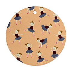 Cute  Pattern With  Dancing Ballerinas On Pink Background Ornament (round)