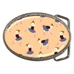 Cute  Pattern With  Dancing Ballerinas On Pink Background Belt Buckles by EvgeniiaBychkova